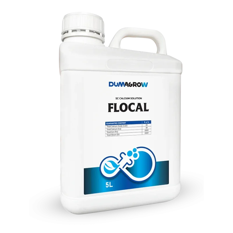 Flocal 5L SC calcium solution with calcium, iron and silicon for fruit quality and plant growth.
