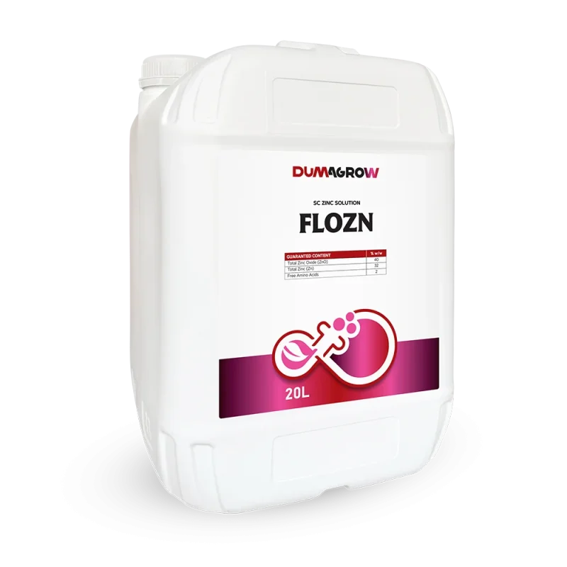 Flozn 20L SC zinc solution with zinc and free amino acids for flowering, fruit set and plant growth.