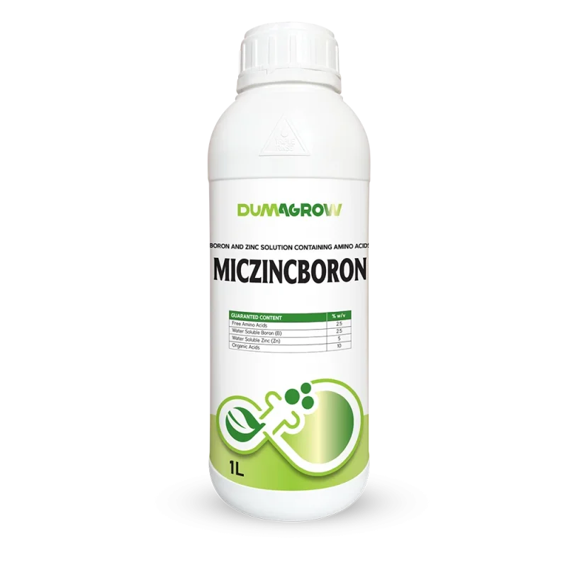 Miczincboron 1L boron and zinc solution with amino acids for flowering, fruit set and nutrient uptake.