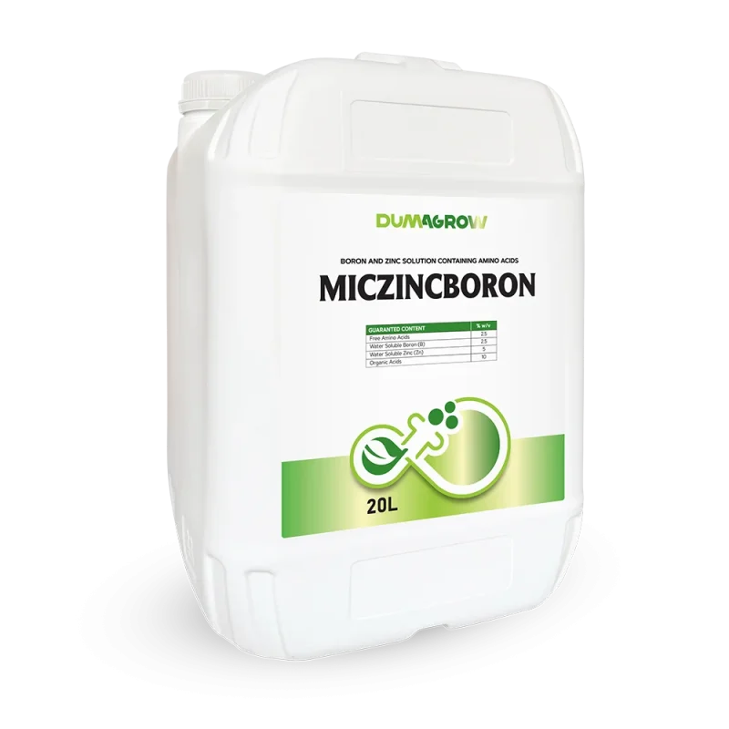 Miczincboron 20L boron and zinc solution with amino acids for flowering, fruit set and nutrient uptake.