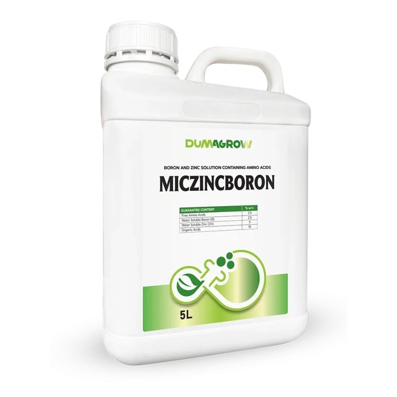 Miczincboron 5L boron and zinc solution with amino acids for flowering, fruit set and nutrient uptake.