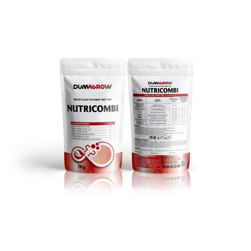 Nutricombi powdered micronutrient fertilizer with boron, copper, iron, manganese, zinc and magnesium for plant growth.