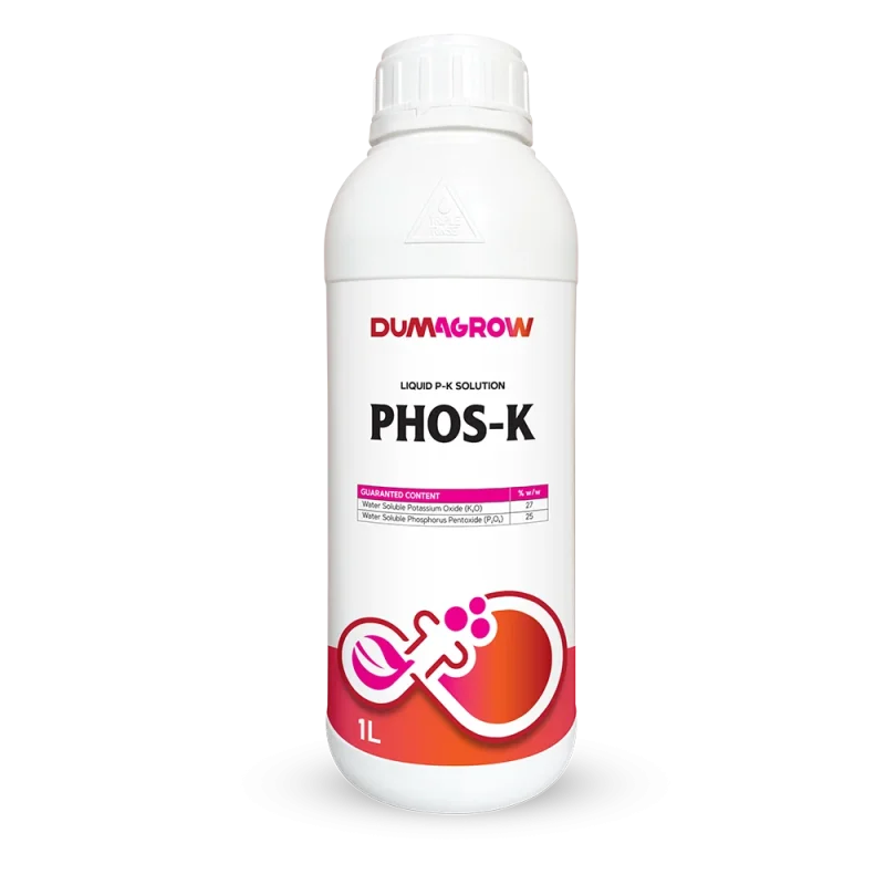 Phos-K 1L liquid P-K solution with phosphorus and potassium for flowering, root growth and fruit development.