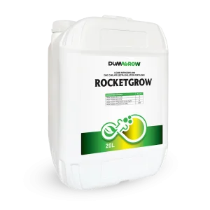 Rocketgrow 20L liquid nitrogen and zinc chelate fertilizer with boron, magnesium and molybdenum.