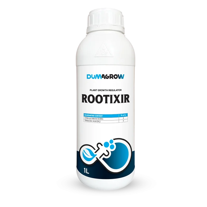Rootixir 1L plant growth regulator with 6-BA and gibberellic acid for flowering and fruit set.